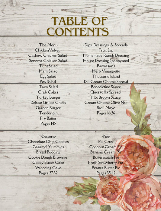 DIGITAL PDF The Cabbage Rose Eatery Recipe Collection Vol. 1